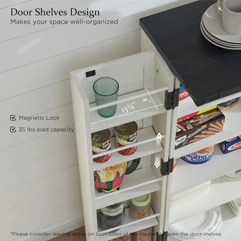 47 Armadietto da Cucina Dispensa, Mobile Contenitore con Ante Scorrevoli Stile Fienile - N/D 9