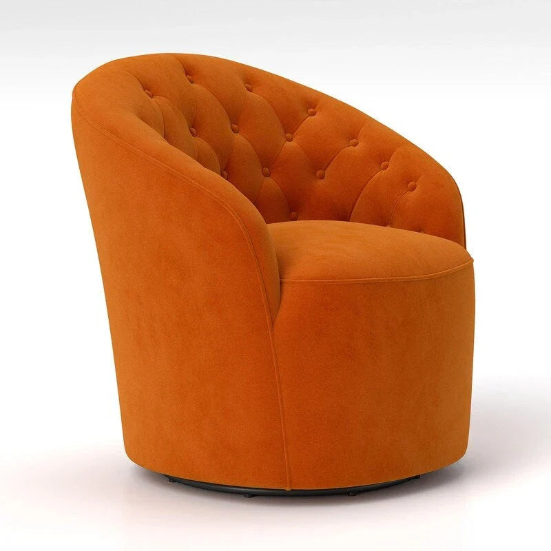 Velvet Upholstered 360 Degree Swivel Barrel Chair with Button Tufted Back 10