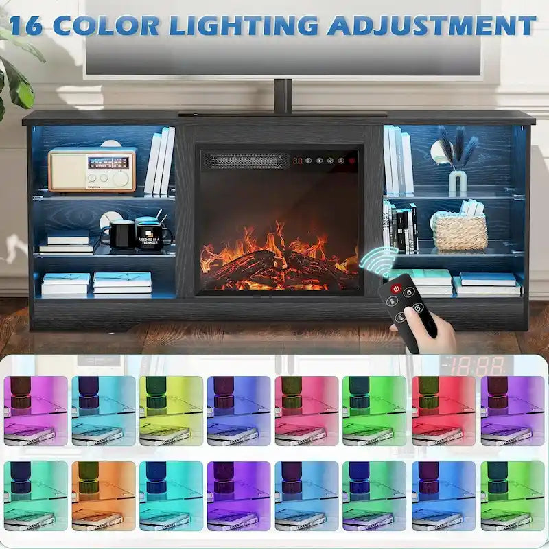 Bossin 58 Fireplace TV Stand with 18 Electric Fireplace,Modern Entertainment Center for 65 TVs,TV Console 28