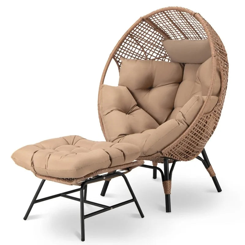 FINCATI Indoor Eggs Chair, 440 lbs Egg Chair Outdoor, Oversized Egg Chair with Ottoman, Luxury Cozy Egg Chair with Foot Rest 17