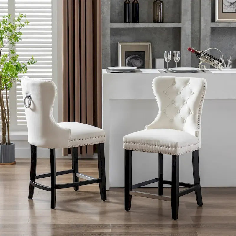 Sgabello da bancone Carter 24 Wingback Tufted Nailhead (set da 2) 35