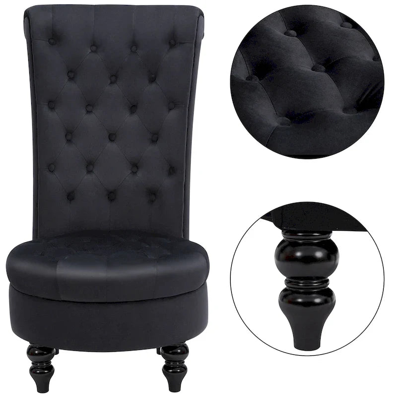 AVAWING Set of 2 Throne Royal Chair Thick Padding and Rubberwood Legs 5