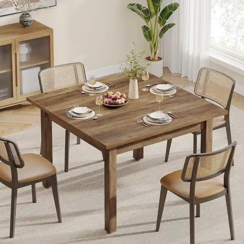 39.4 Inches Square 2-4 People Dining Table with Solid Wood Legs for Living Room Dining Room 19