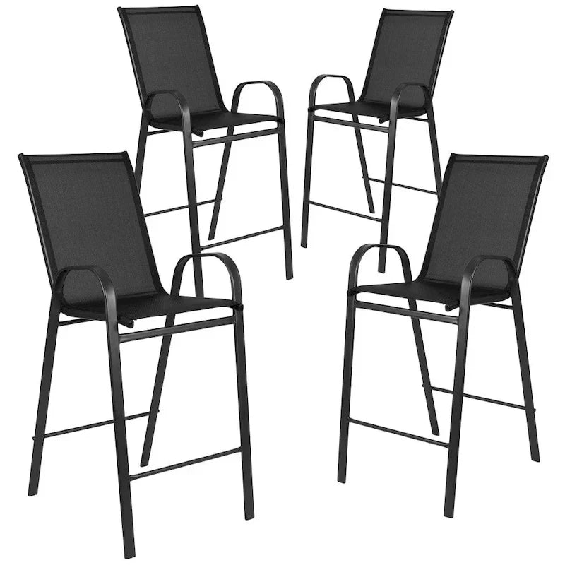 4 Pack Outdoor Barstools with Flex Comfort Material - Patio Stool 7