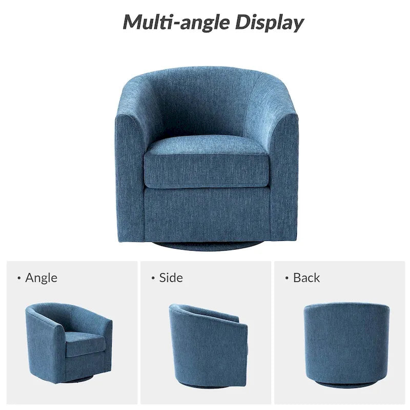Cuenca Modern Upholstered Barrel Chair with Swivel Base 23