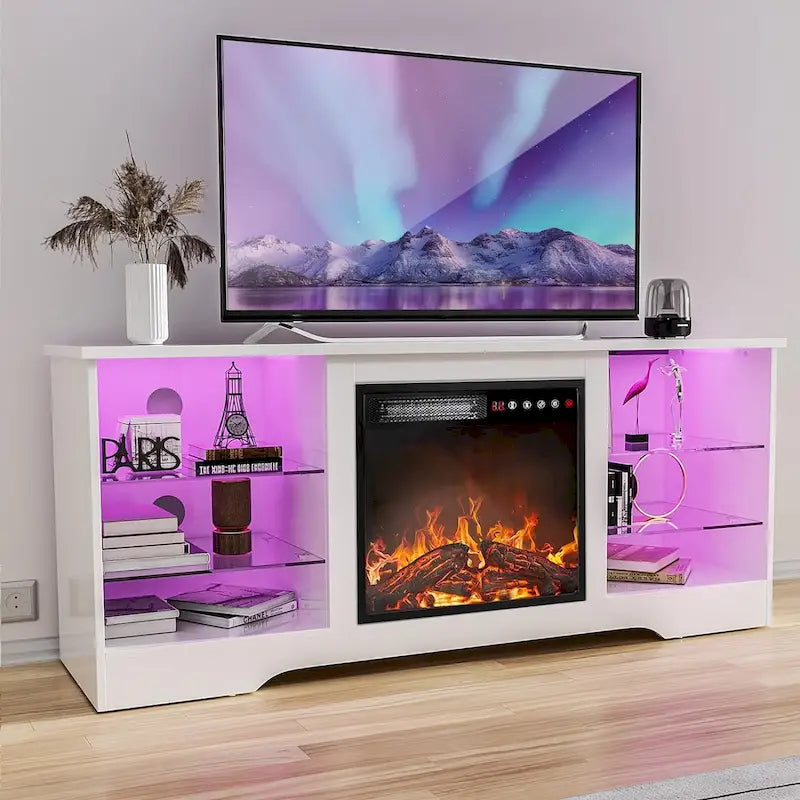 Bossin 58 Fireplace TV Stand with 18 Electric Fireplace,Modern Entertainment Center for 65 TVs,TV Console 4