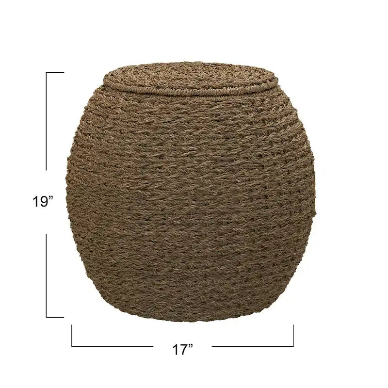 Household Essentials Handwoven Barrel Wicker Storage Basket Side Table - 17.0L x 17.0W x 19.0H 7
