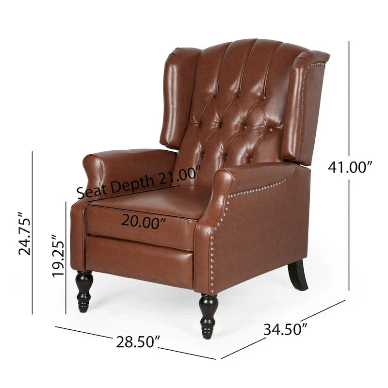 Walter Brown Bonded Leather Recliner Club Chair by Christopher Knight Home 20