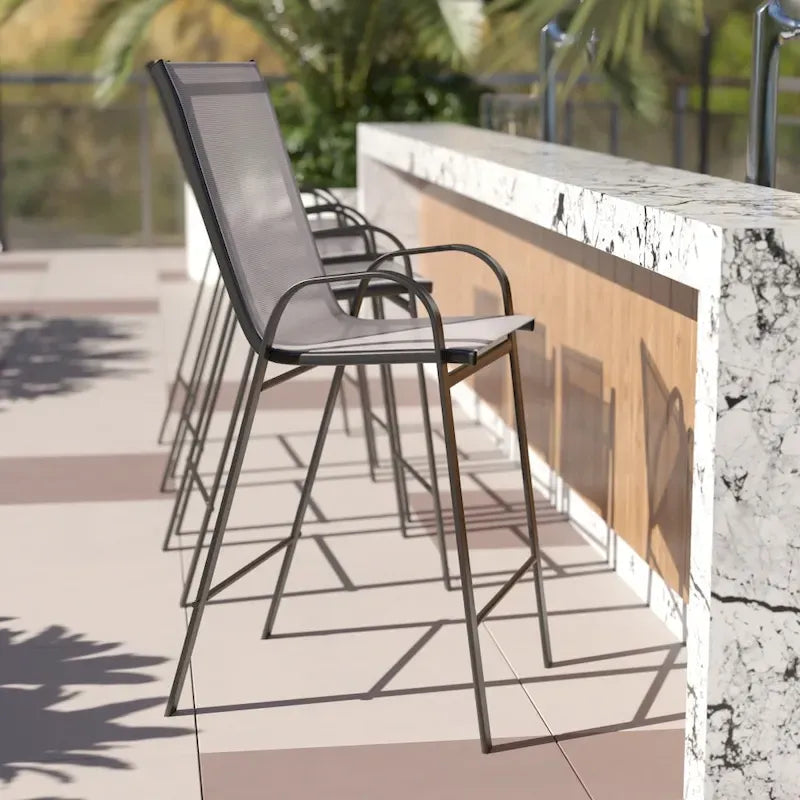 4 Pack Outdoor Barstools with Flex Comfort Material - Patio Stool 18