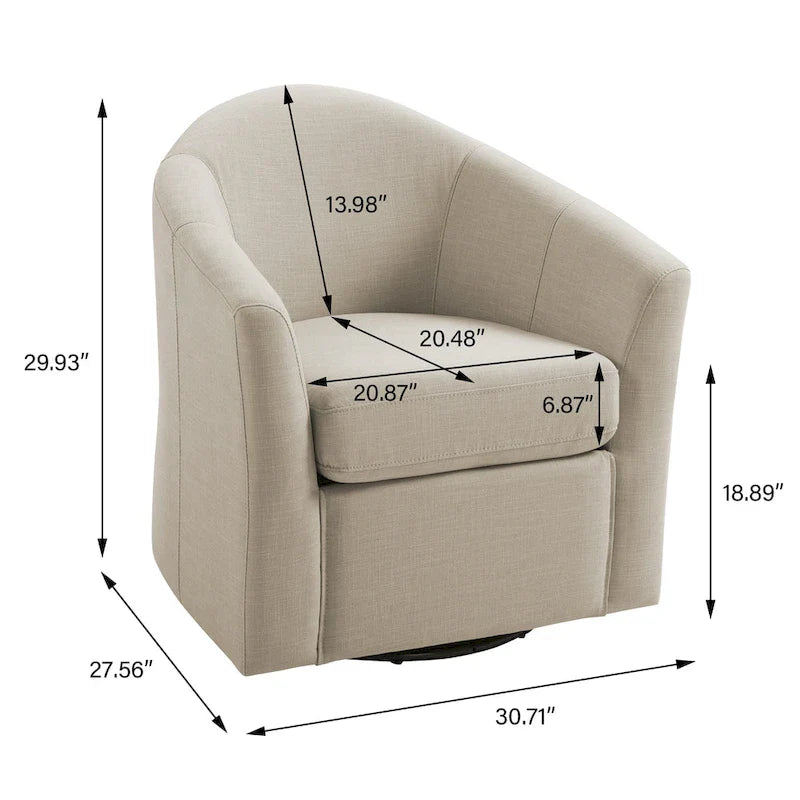 Set of 2 Modern Upholstered Swivel Barrel Chair Living Room Accent Chair 23