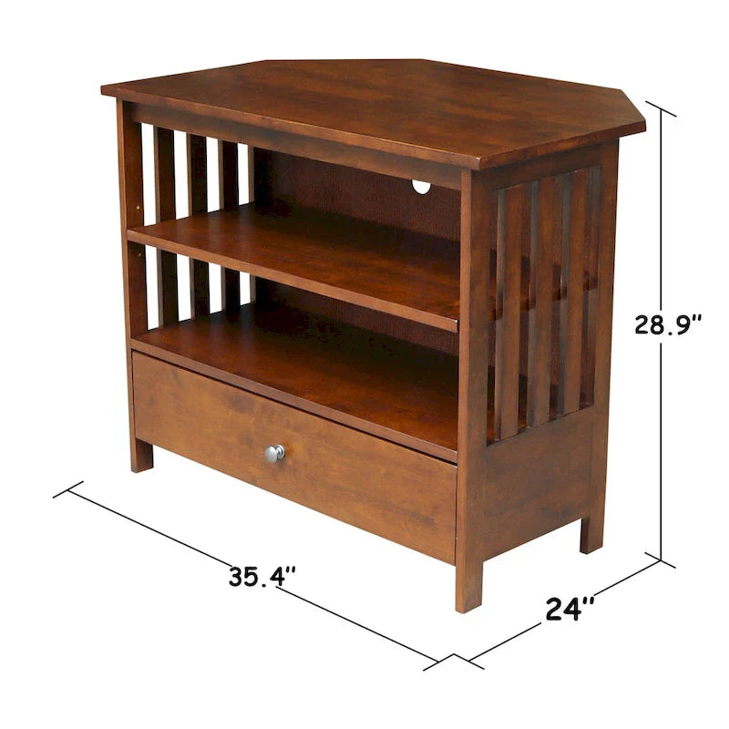Solid Hardwood Mission Corner TV Stand 25