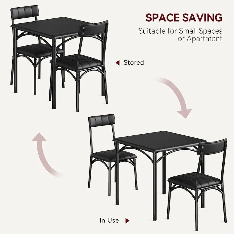 Dining Table Set for 2, Kitchen Table with Upholstered Chairs for 2 14