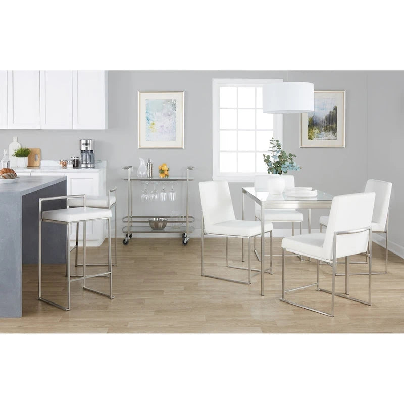 Sgabello da bancone impilabile in acciaio inossidabile completamente saldato Silver Orchid Forrest (set di 2) 30