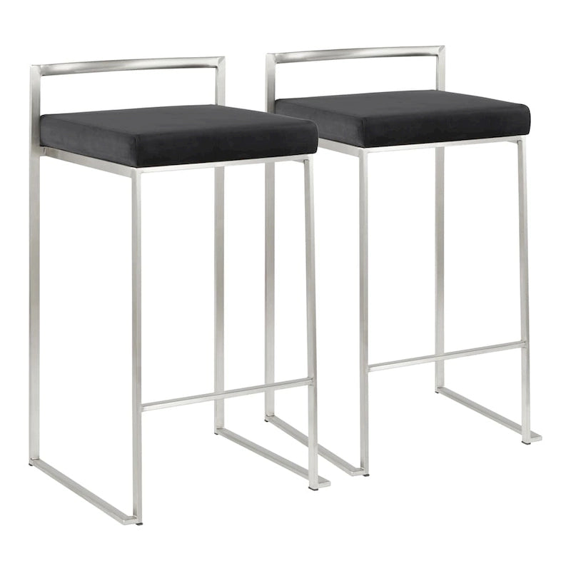 Sgabello da bancone impilabile in acciaio inossidabile completamente saldato Silver Orchid Forrest (set di 2) 26