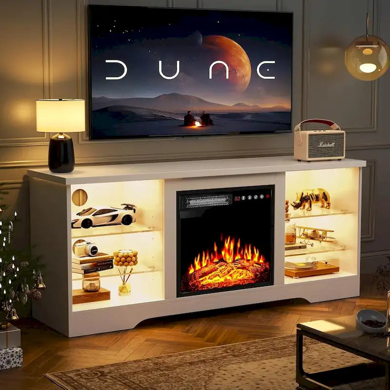 Bossin 58 Fireplace TV Stand with 18 Electric Fireplace,Modern Entertainment Center for 65 TVs,TV Console 37