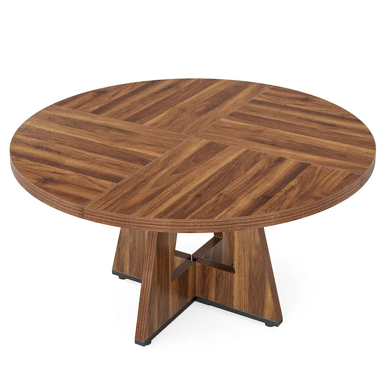 47 Inch Round Dining Table for 4, Wood Farmhouse Dinner Dinning Table for Kitchen Dining Living Room 22