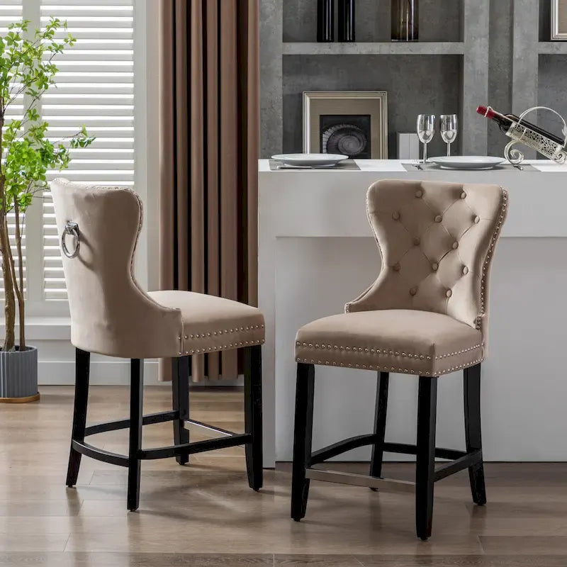 Sgabello da bancone Carter 24 Wingback Tufted Nailhead (set da 2) 10