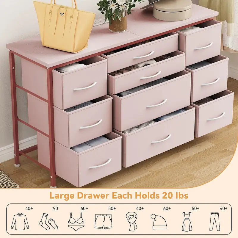 Bedroom Dresser with 10 Large Drawers for 55 Long TV Stand - 55 inches 36