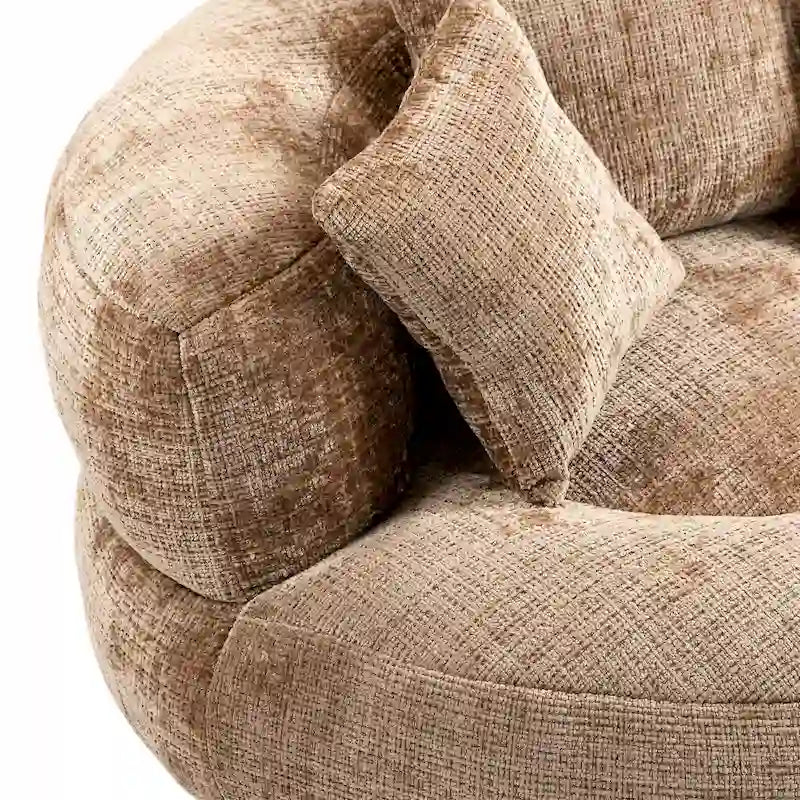 Chenille High Back Lazy Sofa with 3 Pillows and Oversized Bean Bag Chair 33