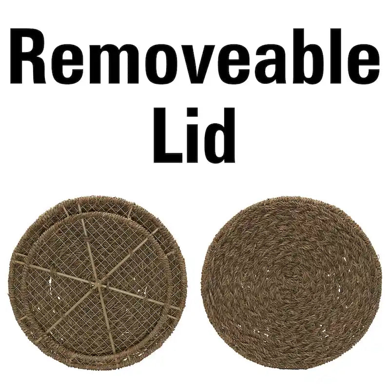 Household Essentials Handwoven Barrel Wicker Storage Basket Side Table - 17.0L x 17.0W x 19.0H 9