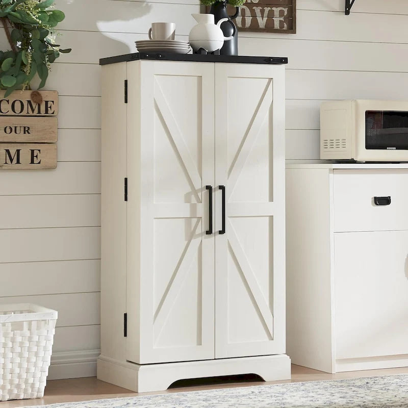 47 Armadietto da Cucina Dispensa, Mobile Contenitore con Ante Scorrevoli Stile Fienile - N/D 8