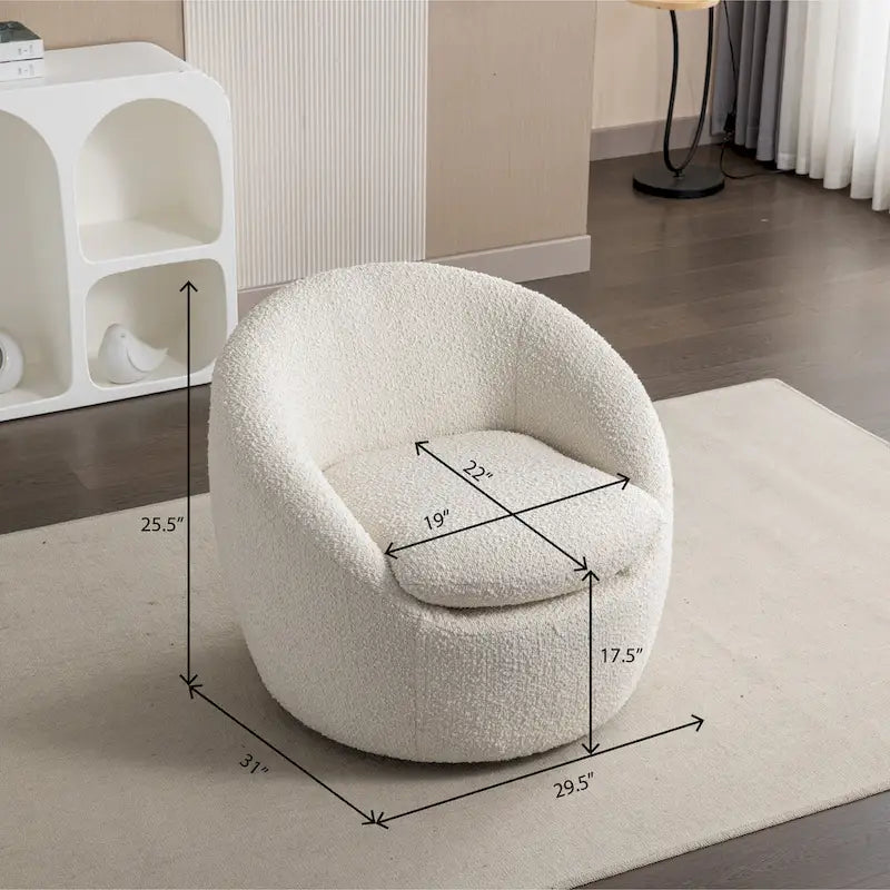 Swivel Barrel Chair - 360° Rotation - Boucle Fabric 13