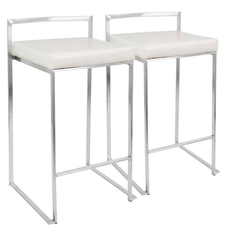 Sgabello da bancone impilabile in acciaio inossidabile completamente saldato Silver Orchid Forrest (set di 2) 13