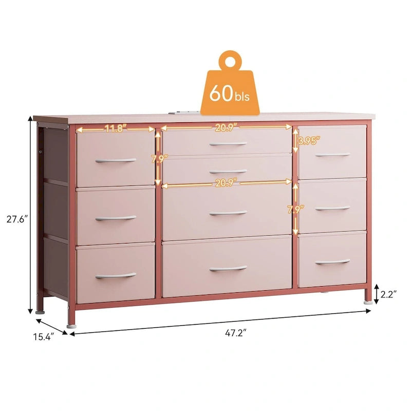 Bedroom Dresser with 10 Large Drawers for 55 Long TV Stand - 55 inches 32