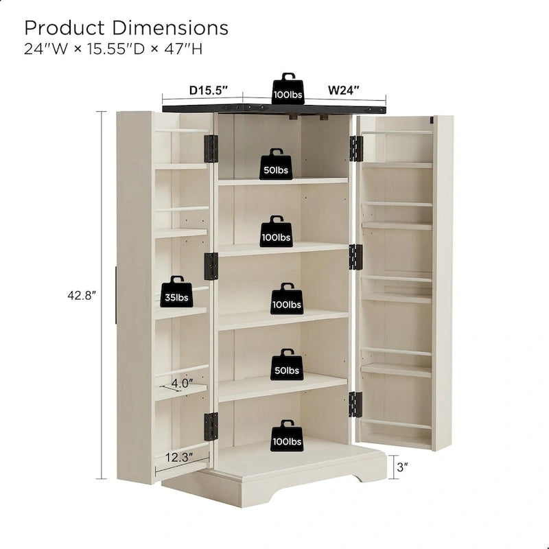 47 Armadietto da Cucina Dispensa, Mobile Contenitore con Ante Scorrevoli Stile Fienile - N/D 3