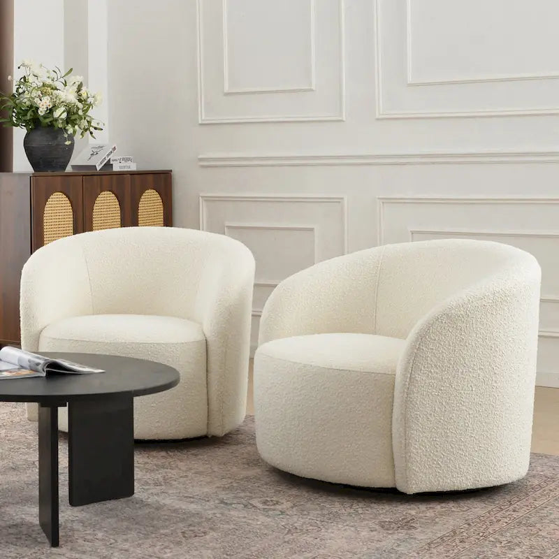 KINWELL 34 Wide Upholstered Swivel Accent Barrel Chair (Set of 2) 3