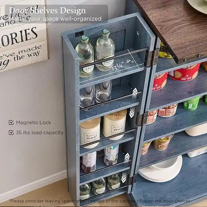 47 Armadietto da Cucina Dispensa, Mobile Contenitore con Ante Scorrevoli Stile Fienile - N/D 23