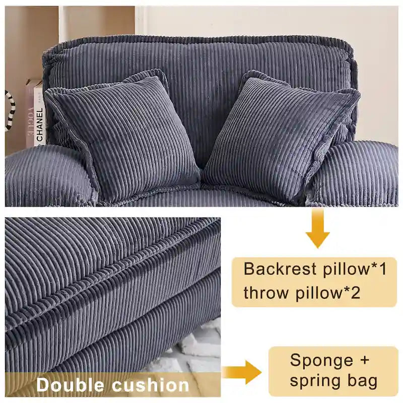 56.9 W Poltrona Oversize con Pouf, Poltrona da Lettura per Camera da Letto, Divano Letto Pigro, Poltrona Reclinabile Singola Moderna Oversize 35