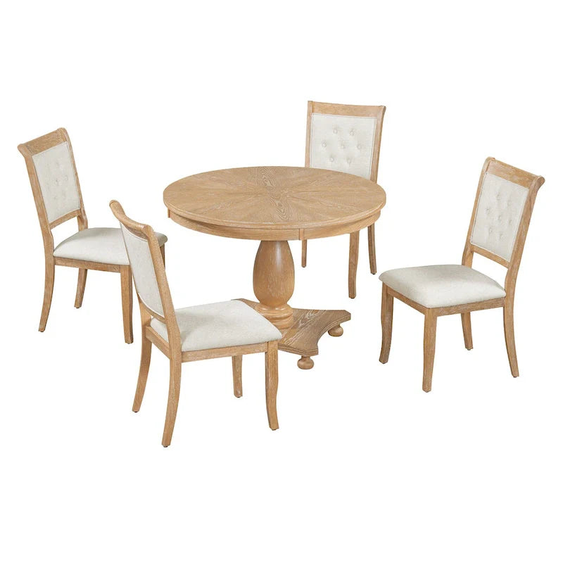 Set da pranzo da 5 pezzi Lak Retro con sedie imbottite di GDFStudio 17