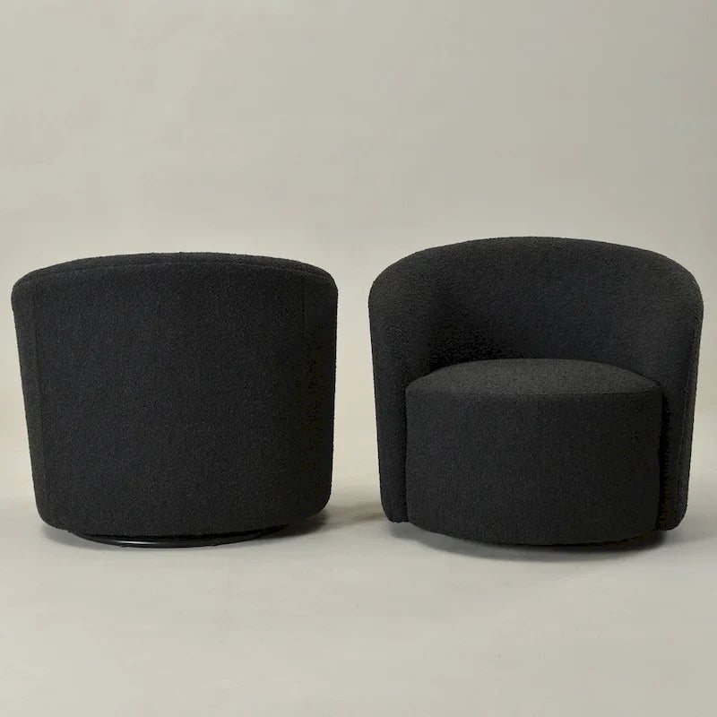 KINWELL 34 Wide Upholstered Swivel Accent Barrel Chair (Set of 2) 24
