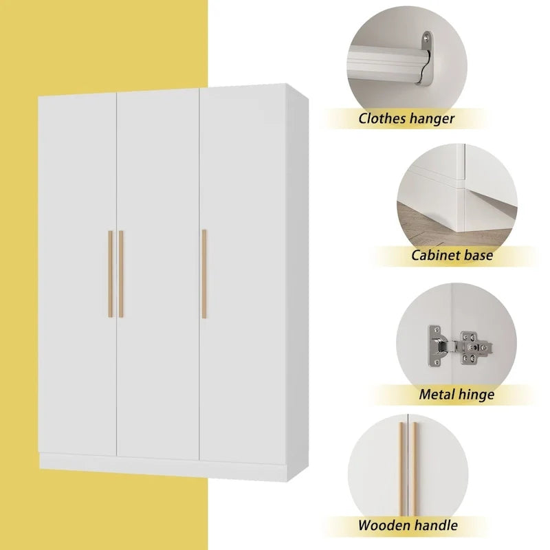 Wardrobe Armoire Wooden Closet Cabinet 6 Storage Cube and Hanging Rod 36