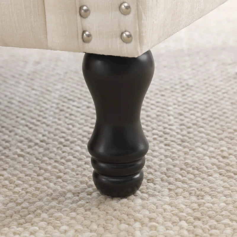 Modern Upholstered Armchair Nailhead Trim Accent Chair with Wood Legs 14