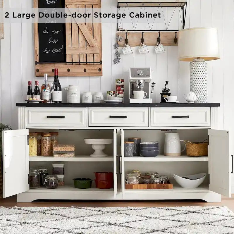 Farmhouse Buffet Sideboard Cabinet,Coffee Bar Wine Bar for Dining Room - N/A 7
