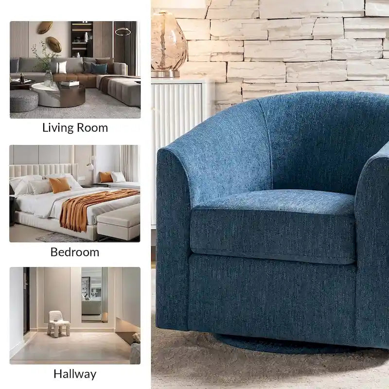 Cuenca Modern Upholstered Barrel Chair with Swivel Base 24