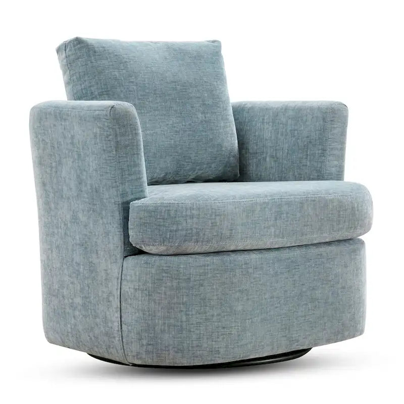 Modern Chenille Upholstered Swivel Accent Barrel Chair Set Modern Swivel Armchair for Living Room 12