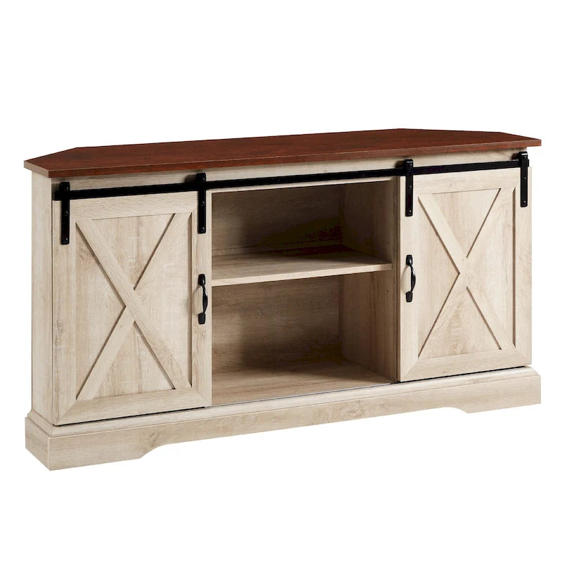 Middlebrook 52-inch Sliding Barn Door Corner TV Stand 25