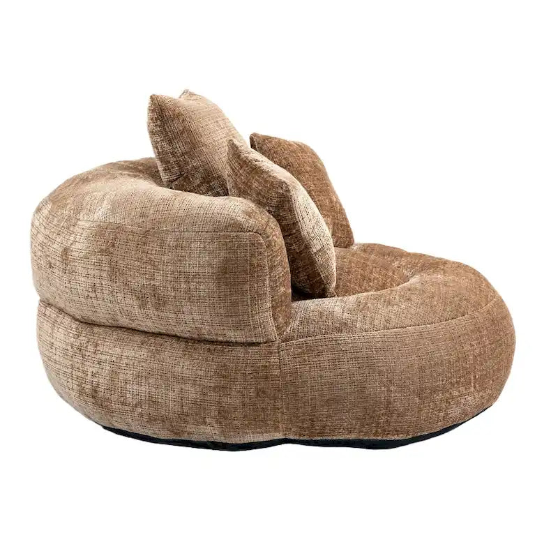 Chenille High Back Lazy Sofa with 3 Pillows and Oversized Bean Bag Chair 38