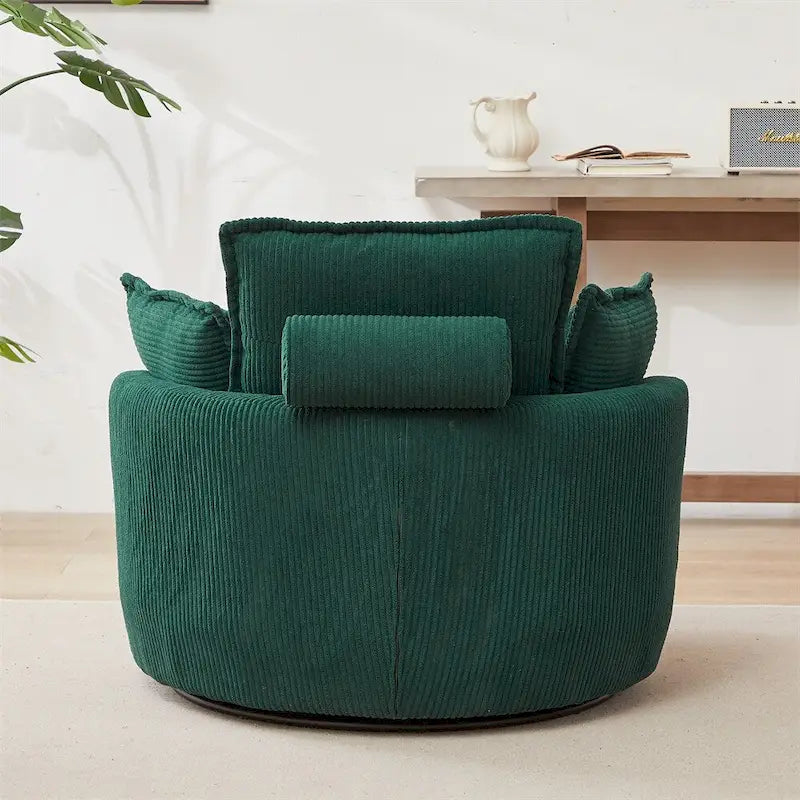 Oversized Swivel Chair with Moon Storage Ottoman with 4 Pillows 27