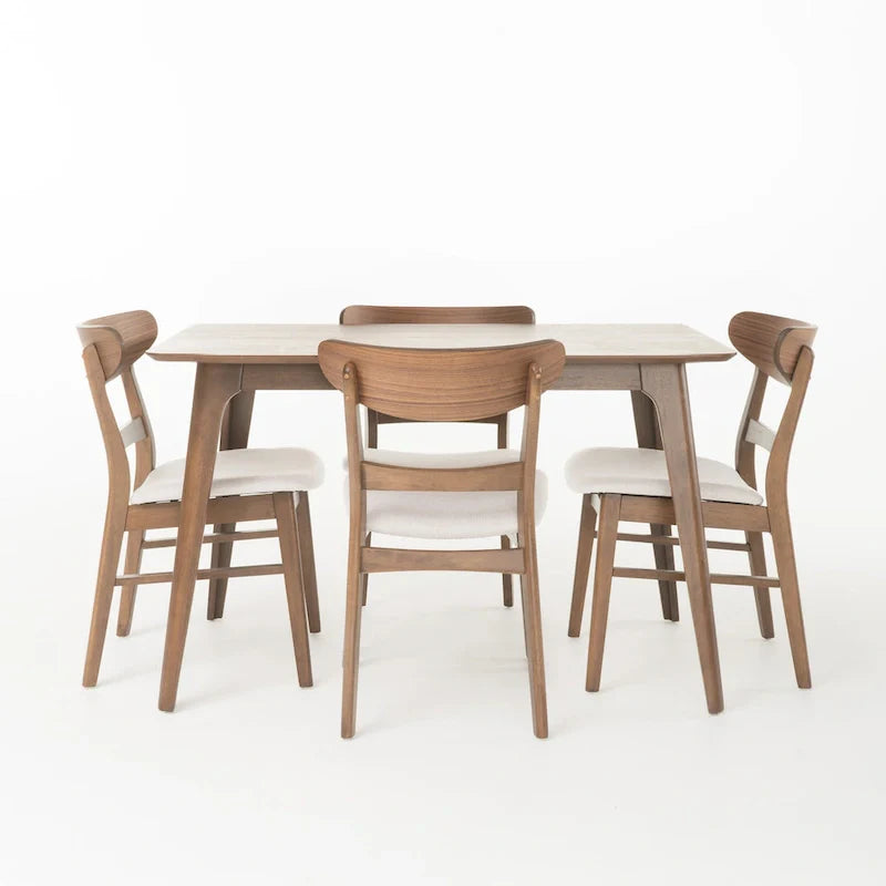 Set da pranzo rettangolare a 5 pezzi in legno di Idalia Fabric and Rubberwood di Christopher Knight Home 31