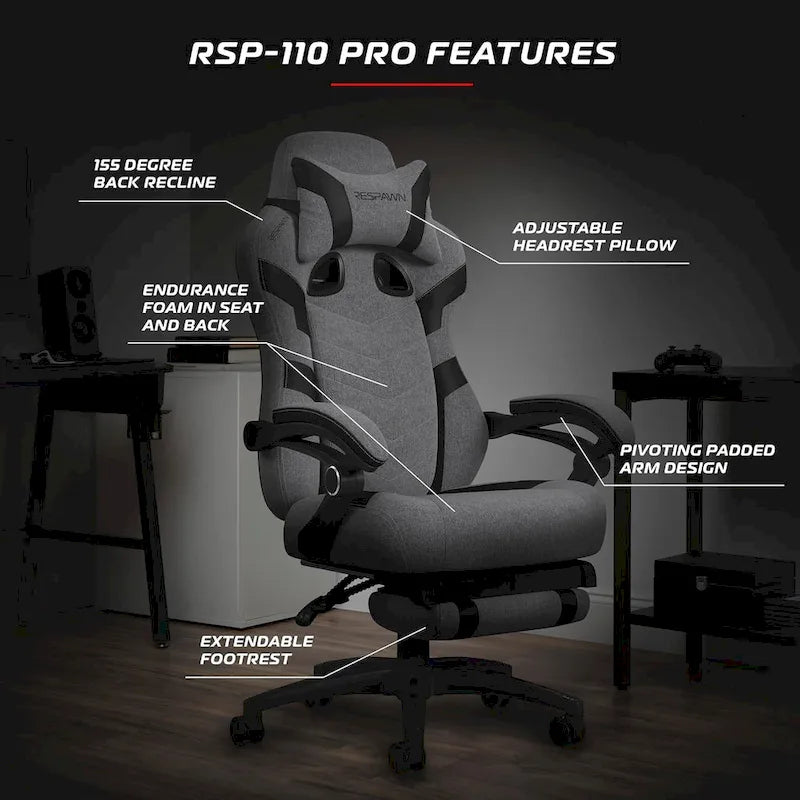RESPAWN 110 Pro Gaming Chair - Gaming Chair with Footrest, Ergonomic Computer Desk Chair 48