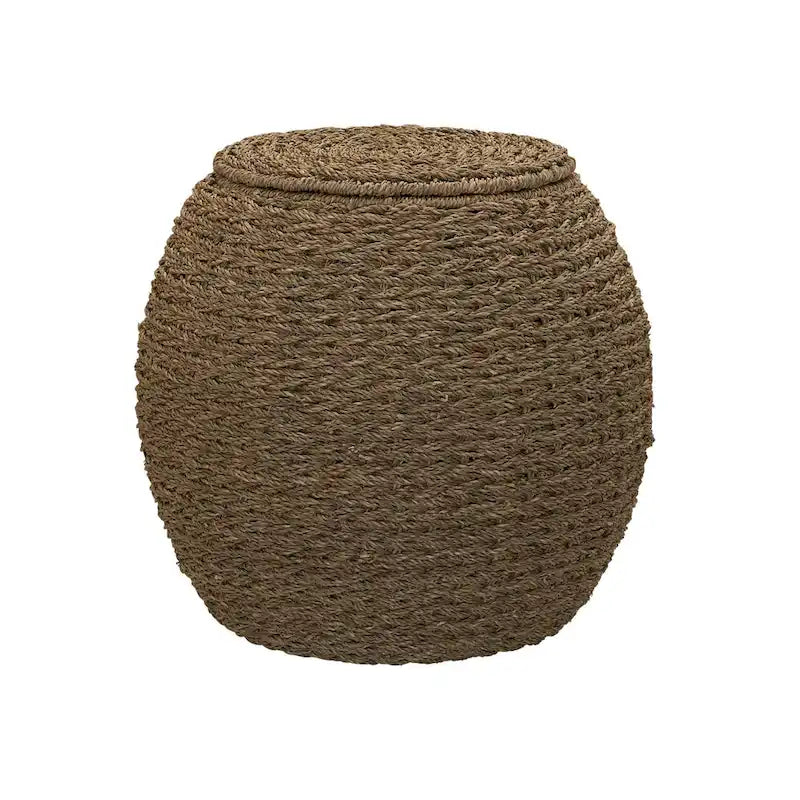 Household Essentials Handwoven Barrel Wicker Storage Basket Side Table - 17.0L x 17.0W x 19.0H 3