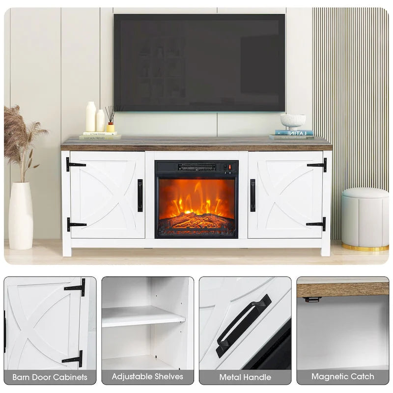 58 Farmhouse Electric Fireplace TV Stands Console Table for TV's up to 65 41