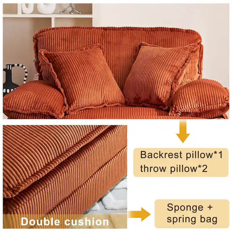 56.9 W Poltrona Oversize con Pouf, Poltrona da Lettura per Camera da Letto, Divano Letto Pigro, Poltrona Reclinabile Singola Moderna Oversize 15