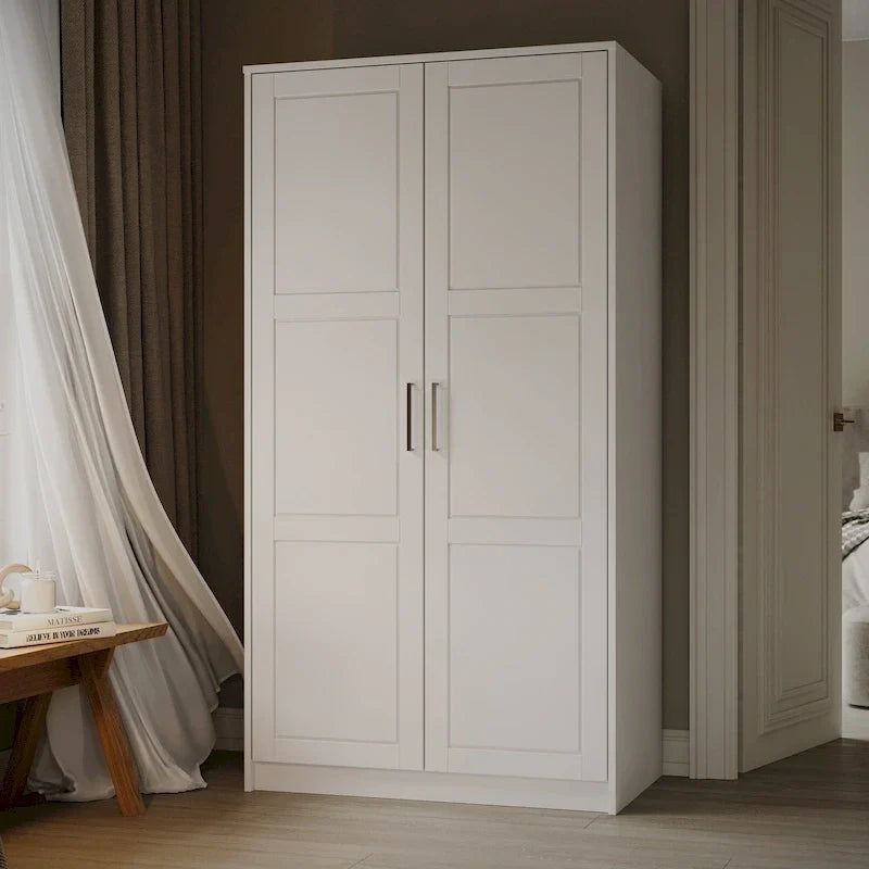 Palace Imports 100% Solid Wood 2-Door Urban Wardrobe Armoire with Solid and Mirrored Doors 19