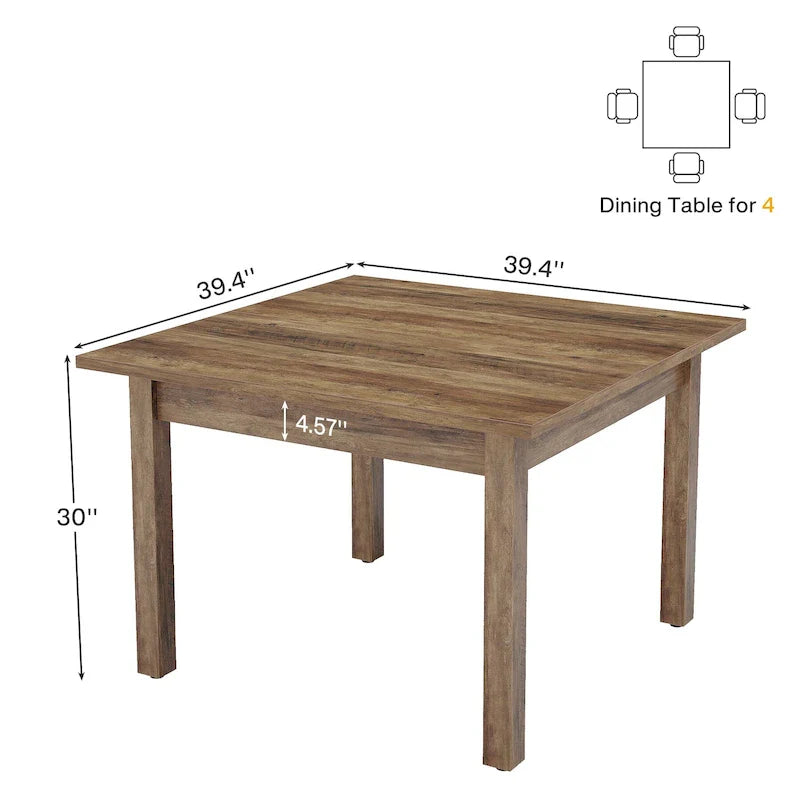 39.4 Inches Square 2-4 People Dining Table with Solid Wood Legs for Living Room Dining Room 23