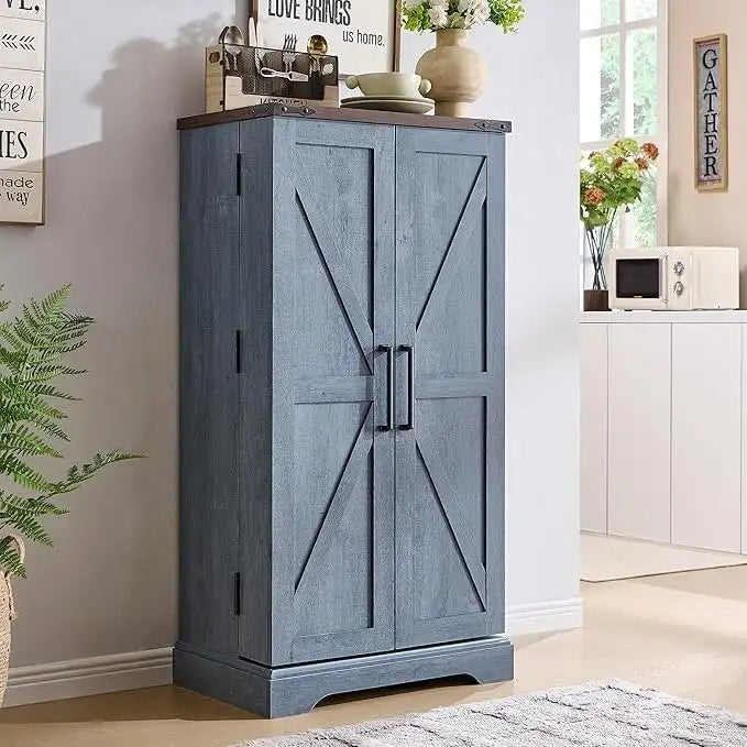 47 Armadietto da Cucina Dispensa, Mobile Contenitore con Ante Scorrevoli Stile Fienile - N/D 19